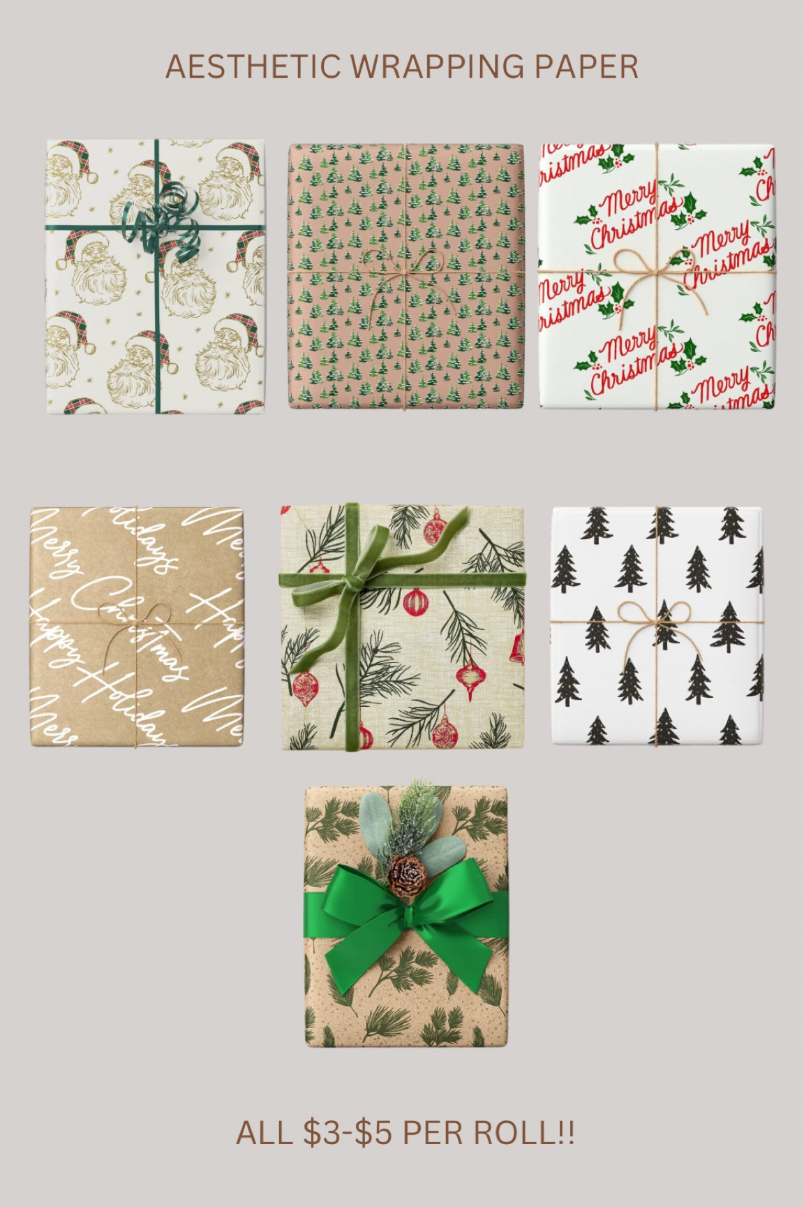 Rounded up some of my favorite aesthetic wrapping paper that’s still in stock & budget friendly!!! I always buy this too late when the good stuff is out of stock 😂😅

The top left Santa is my favorite 🥹

#LTKHoliday #LTKSeasonal #LTKHome