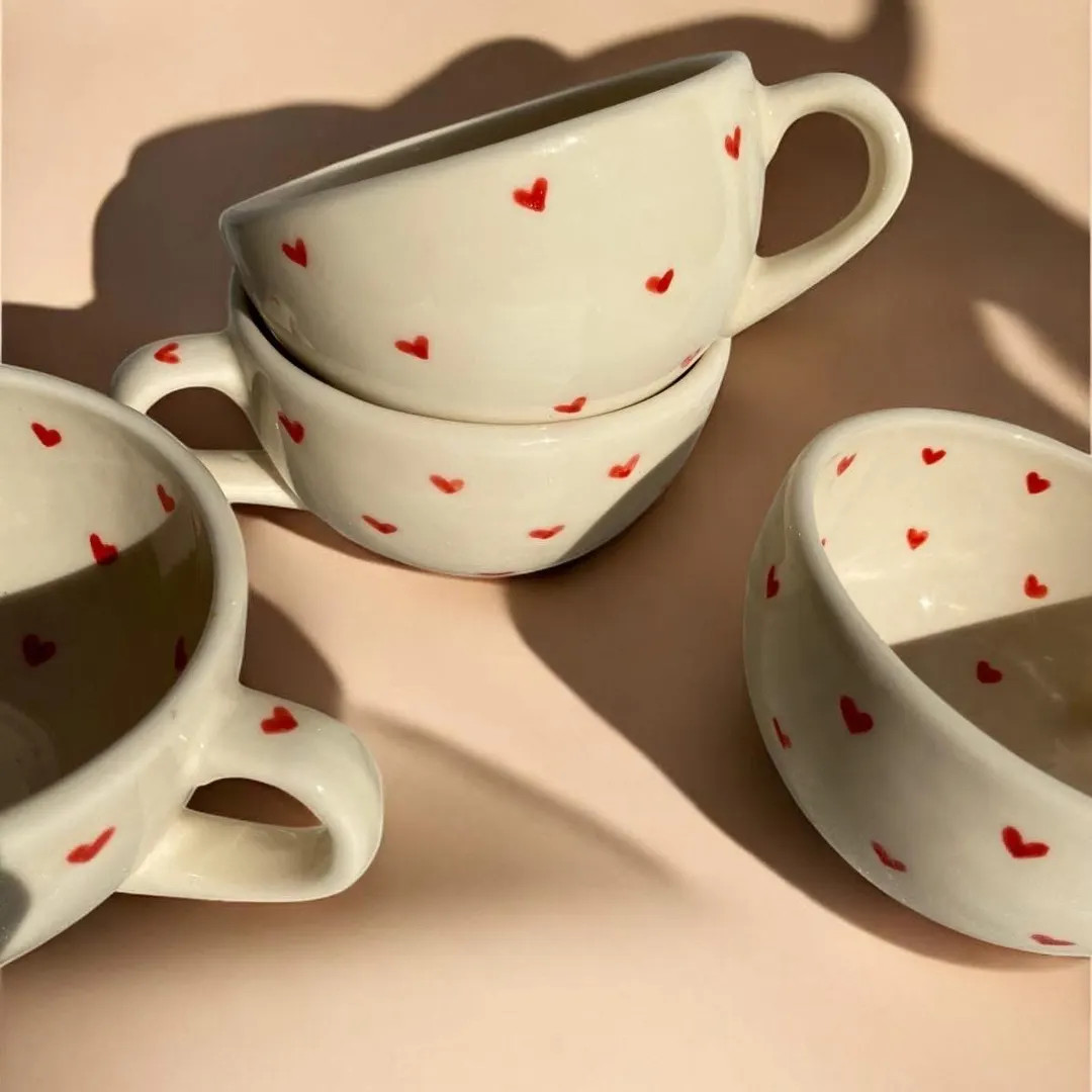 Handmade Ceramic Heart Mug Cute Coffee Mug 10 Oz Latte Cup Mexican Pottery Cozy Gift for Coffee &... | Etsy (US)