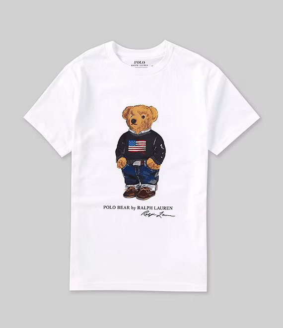 Little Boys Short Sleeve U.S. Flag Polo Bear Graphic Jersey T-Shirt | Dillard's