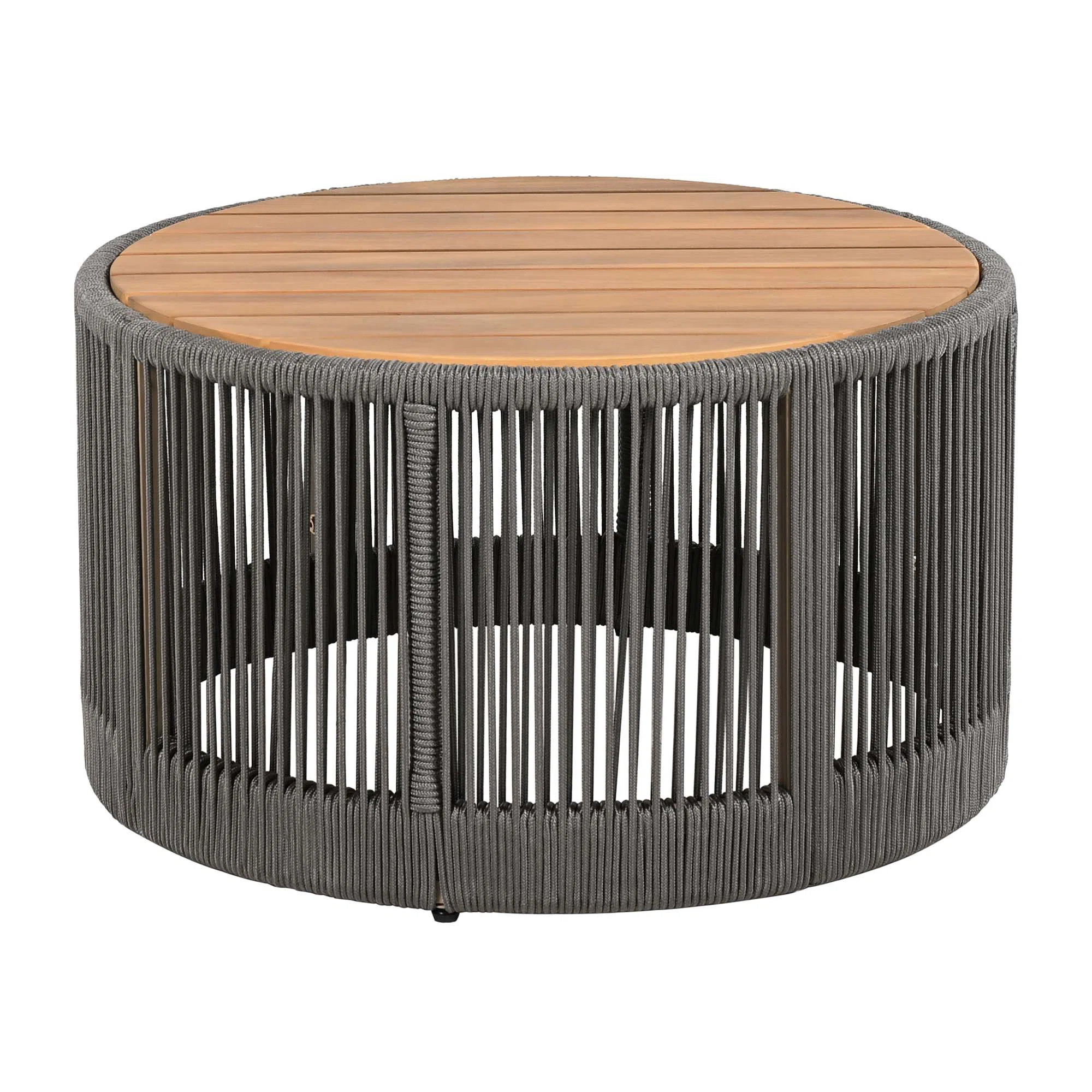 Outdoor Rattan Rope & Acacia Wood Coffee Table - Patio Balcony Furniture For Garden, Yard, Balcon... | Wayfair North America