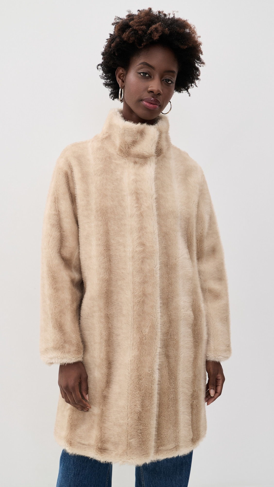 Apparis Blair Shaved Faux Mink Coat Latte Multi M | Shopbop