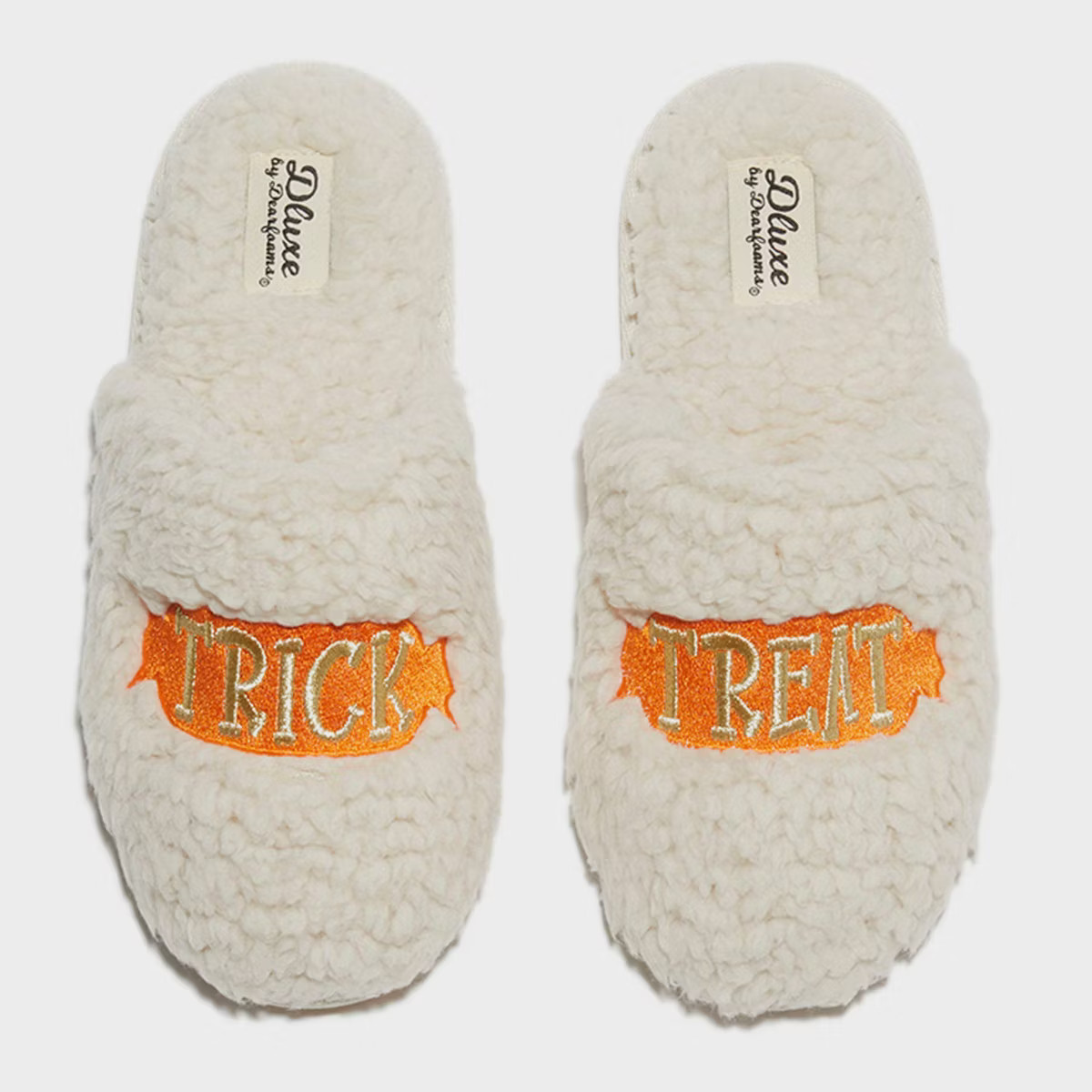 dluxe by dearfoams Women's Halloween Trick or Treat Slippers - Cream | Target