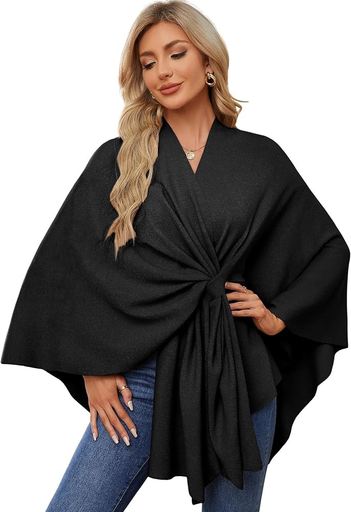 PULI Women's Elegant Shawl Wraps Soft Open Front Poncho Sweater for Spring Fall Winter | Amazon (US)