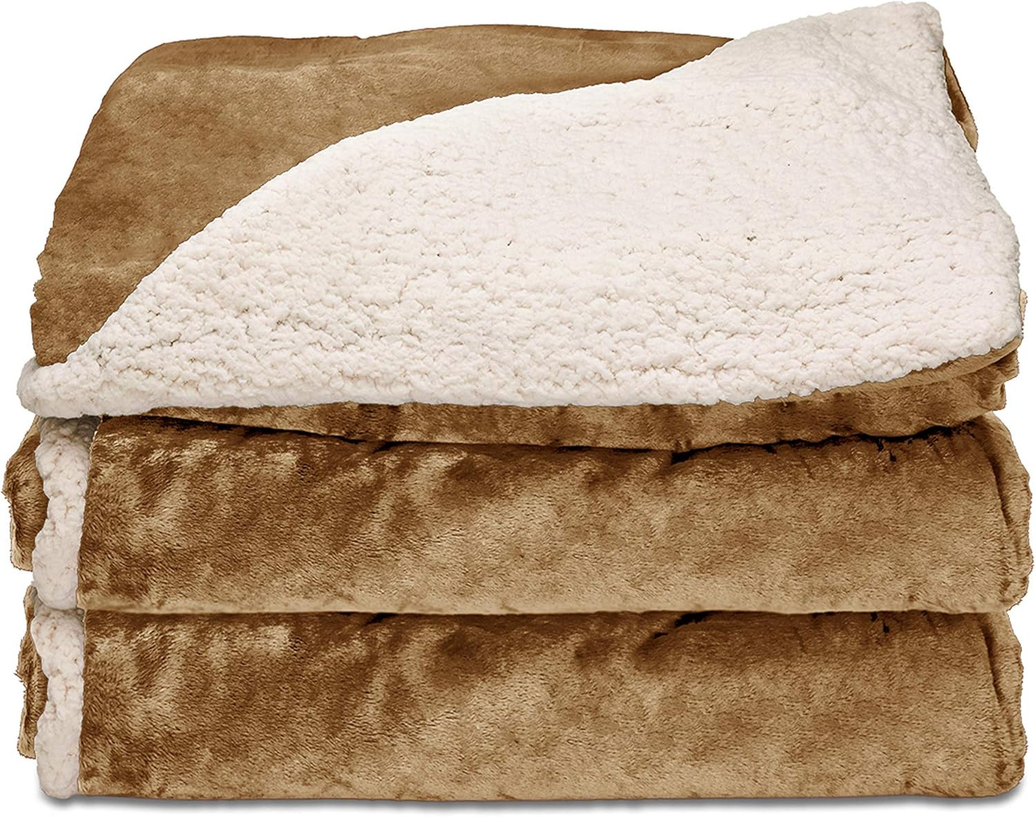 Sunbeam Heated Throw Blanket | Reversible Sherpa/Royal Mink, 3 Heat Settings, Honey | Amazon (US)