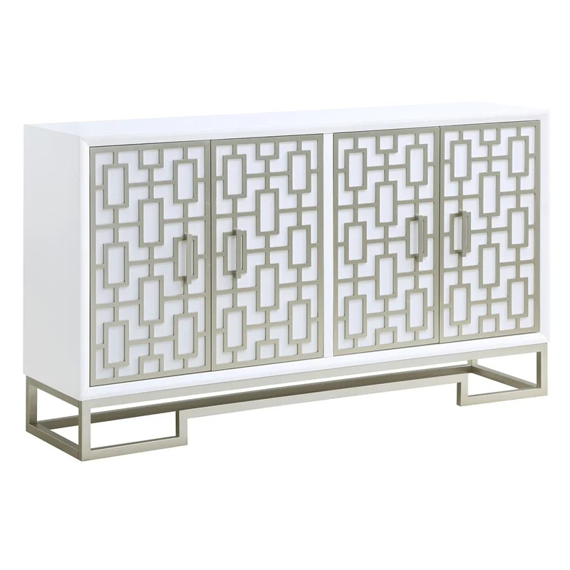 Treasure Trove Dreamy White & Champagne Four Door 60" Wide Credenza | Walmart (US)