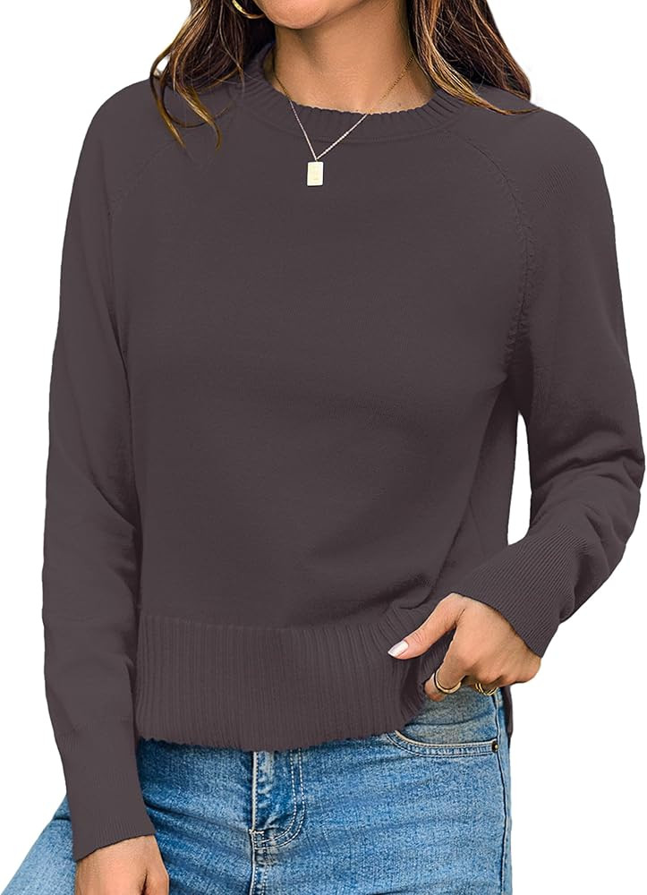 Totatuit Women Cute Cropped Sweater Mock Neck Long Sleeve Lightweight Knit Loose Pullover Sweater... | Amazon (US)