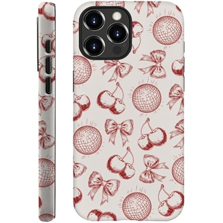 Case for iPhone 14 Pro Max - Disco Bow Cherry Ball Ribbon Phone Case - [Drop Protection Case Cover] - Hybrid Case for Girl Women | Amazon (US)
