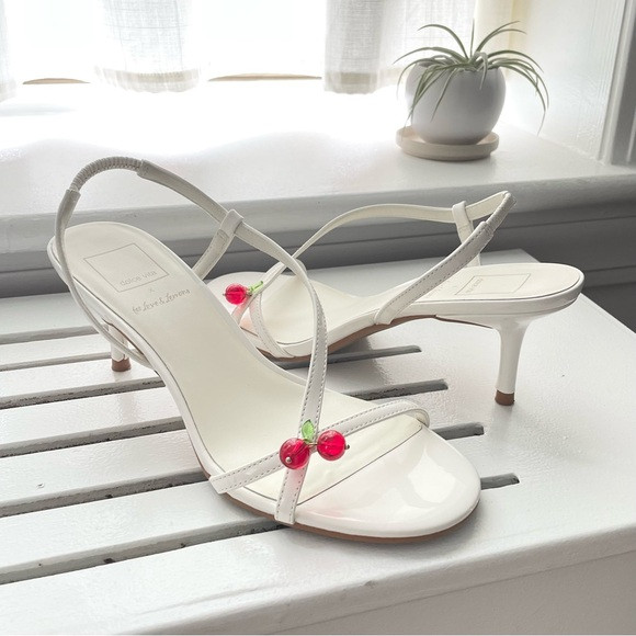Dolce Vita x For Love & Lemons Cherry Cerise Kitten Heels in White Patent | Poshmark