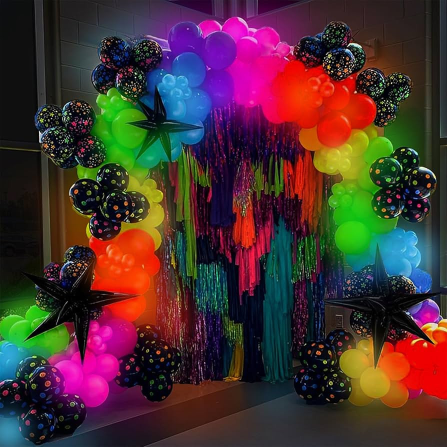 165Pcs UV Neon Balloon Arch Garland Kit for Glow in the Dark Party Decorations,UV Black Light Lum... | Amazon (US)