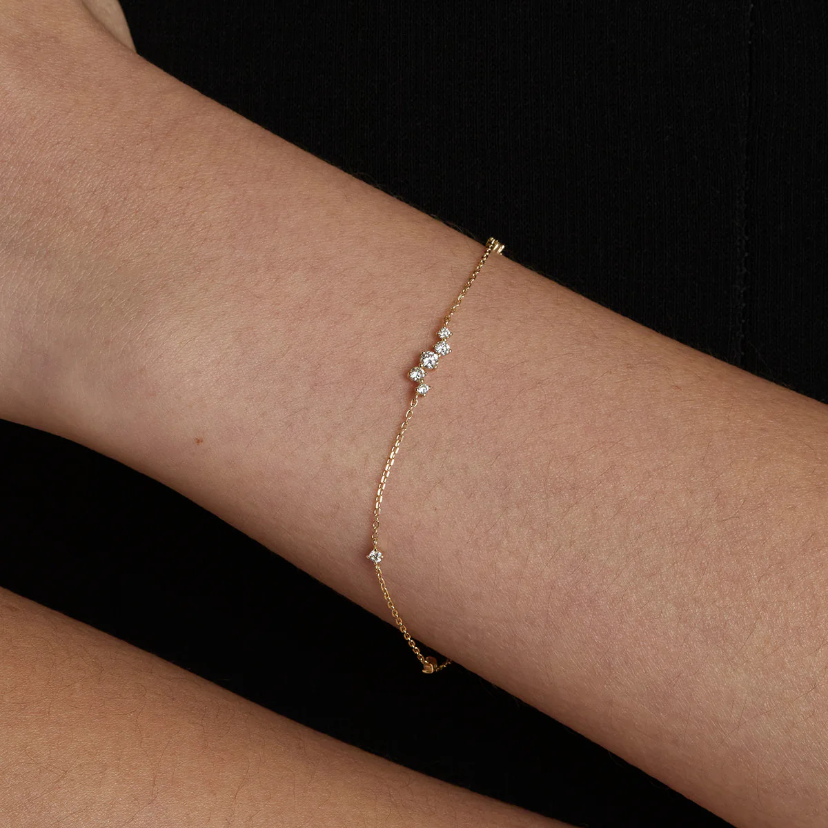 Diamond Cluster Bracelet in Solid Gold | Astrid & Miyu UK