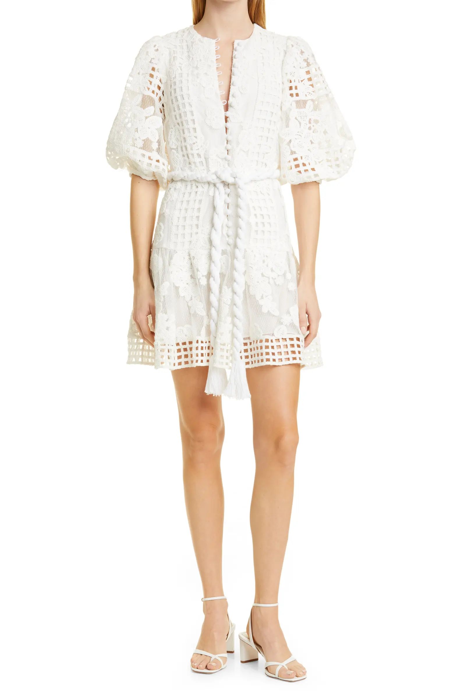 Zazario Embroidered Lace Belted Dress | Nordstrom
