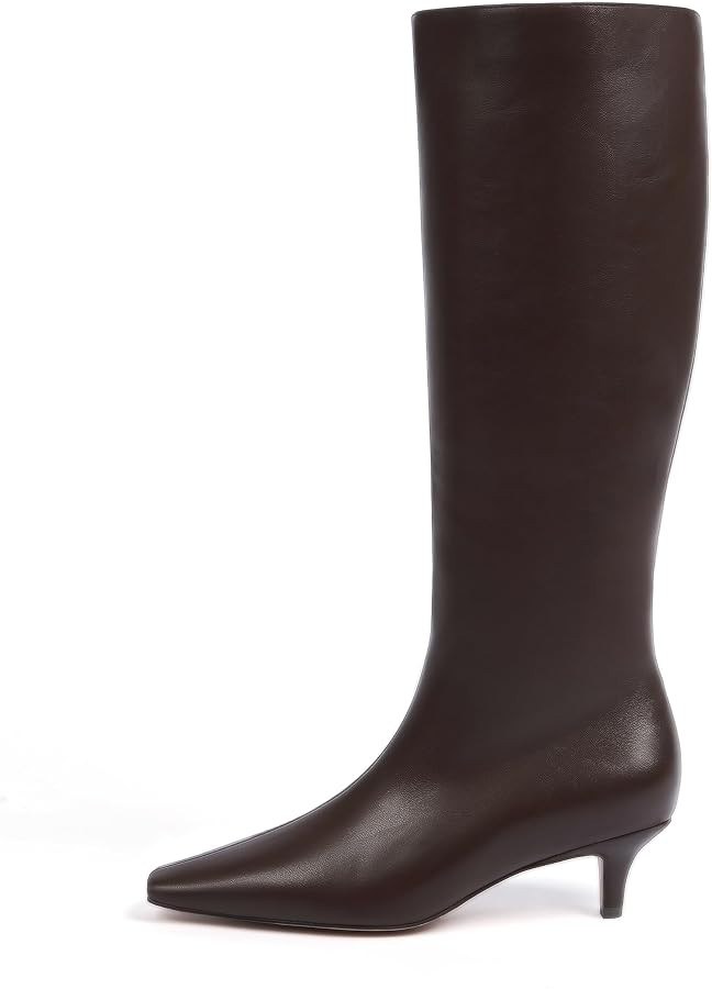 Modatope Knee High Boots for Women Square Toe Kitten Low Heel Tall Boots Faux Leather Fall Boots ... | Amazon (US)
