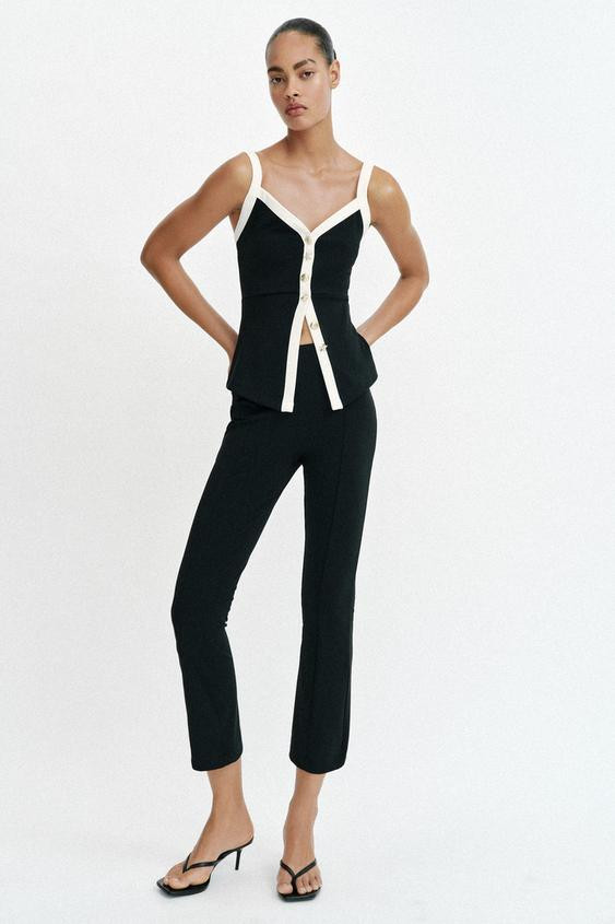 CONTRAST BUTTON TOP | Zara UK
