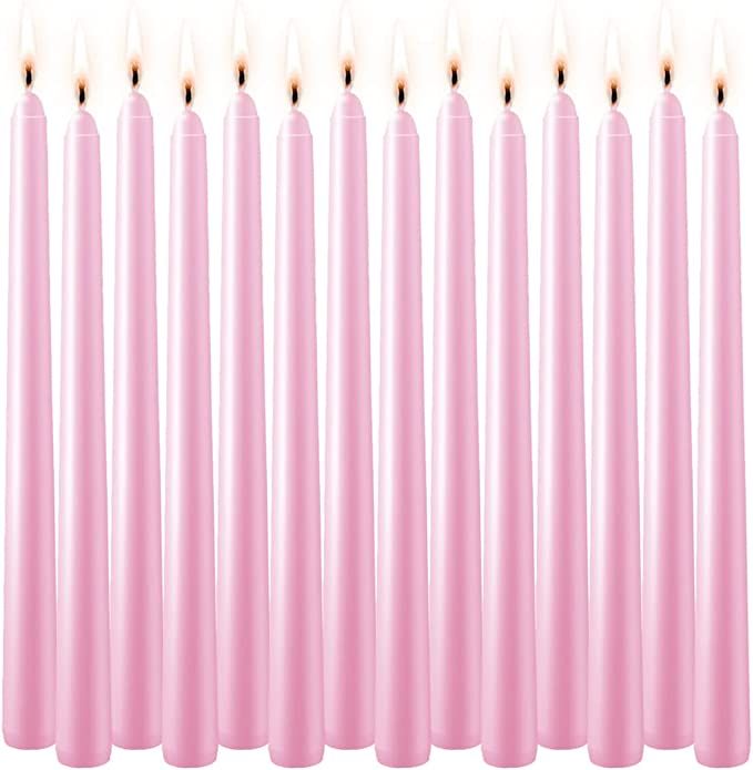 Pink 10-inch Cone Candles, Each Set of 14 odorless and drip-Free candlesticks -8 Hours Long Burni... | Amazon (US)