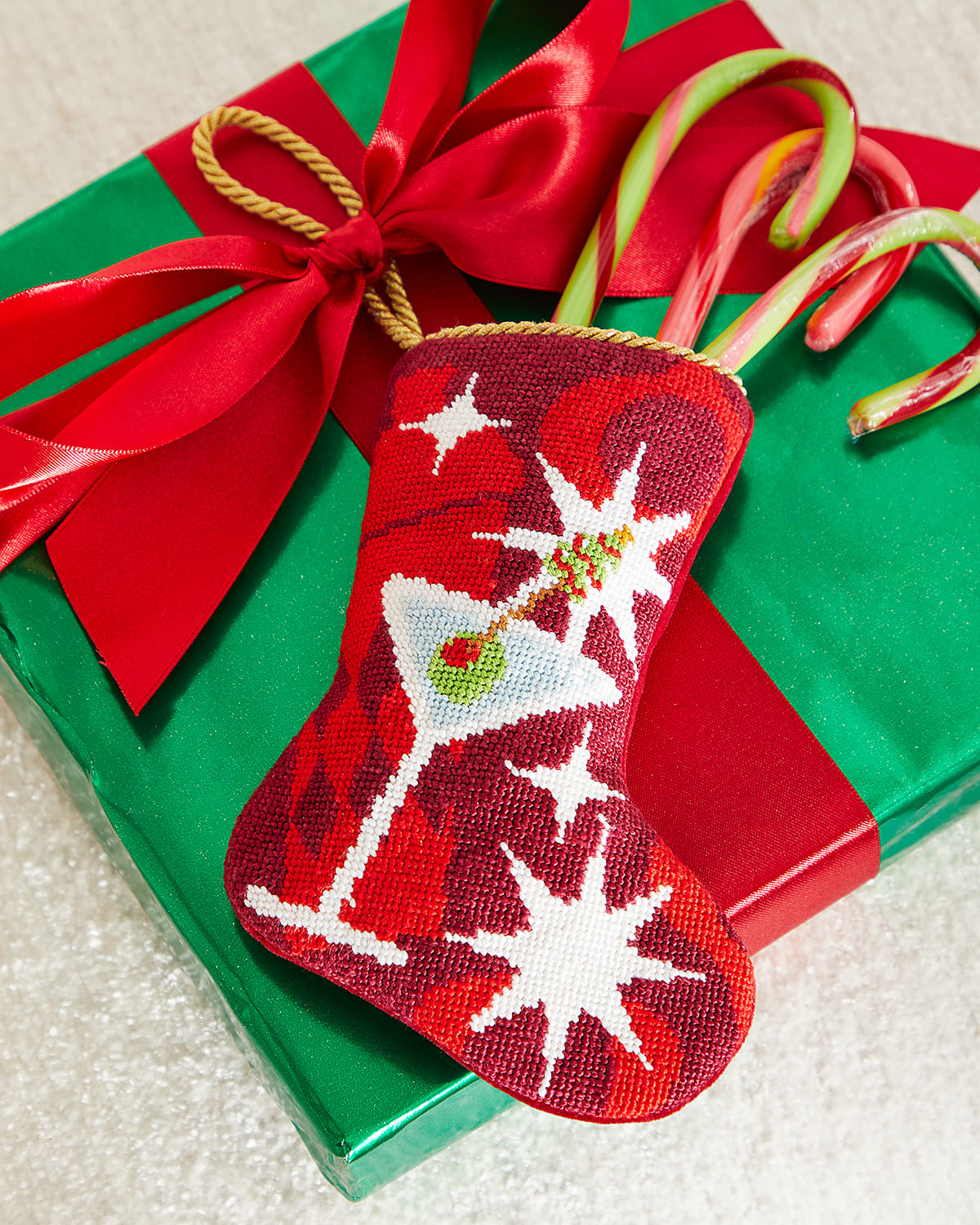 Red Holly Jolly Molly Martini" Mini Bauble Stocking | Horchow