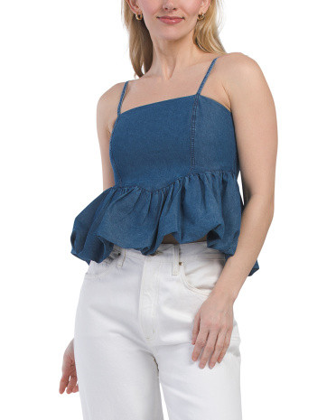 Denim Bubble Peplum Top | Juniors | Marshalls | Marshalls