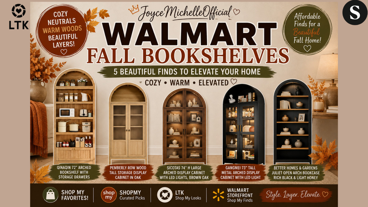 Walmart Fall Bookshelf Finds 🍂 | 5 Gorgeous Display Cabinets That Look Expensive

Today we’re shopping Walmart Fall Bookshelf Finds with a focus on beautiful display cabinets that can instantly elevate your home for fall. 🍂🤎
I found 5 gorgeous cabinets and bookcases that bring together warm woods, glass doors, lighting, storage, and that elevated designer look without losing functionality.
Featured in today’s video:
🍂 LELELINKY Display Cabinet — Natural oak finish, glass door, LED lighting, and four tiers for displaying books, fragrance, decor, collectibles, and more.
🤍 Single Glass Door Display Cabinet — A clean white finish with tempered glass shelving and a modern, streamlined design.
🤎 CKEASEAN LED Display Cabinet — A warm wood cabinet featuring three tiers, adjustable shelves, mirrored backing, LED lighting, and additional drawer storage.
🖤 MIIFUNY Tall Display Cabinet — A sleek black 67-inch cabinet with LED lights, four-tier storage, and magnetic doors.
🖤 Better Homes & Gardens Ezra China Cabinet — A rich black statement cabinet that adds sophisticated storage to a living room, dining room, kitchen, or entertaining space.
These are the kinds of pieces I love for fall layering because you can completely change their look throughout the year. Add books, pottery, candles, baskets, florals, fragrance, glassware, and seasonal decor to create a beautifully styled moment.
Which one would you put in your home? Natural oak, white, warm wood, or rich black? 🍁



🛍️Walmart Storefront:




🛍️ShopMy:
https://shopmy.us/shop/collections/7327949



🛍️LTK:




#WalmartFinds #WalmartHome #WalmartFallFinds #WalmartFurniture #FallHomeDecor #FallDecor2026 #BookshelfStyling #DisplayCabinet #CurioCabinet #ChinaCabinet #HomeDecor #AffordableHomeDecor #LuxuryForLess #CozyHome #WarmNeutralDecor #FallDecorating #HomeStyling #JoyceMichelleOfficial



Walmart fall finds, Walmart fall decor, Walmart bookshelves, Walmart bookshelf, Walmart furniture, Walmart home decor, Walmart display cabinet, Walmart curio cabinet, Walmart china cabinet, Better Homes and Gardens Ezra cabine 

 #LTKdayinmylife #LTKOver40 #LTKHome
