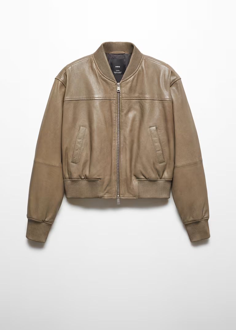 Leather bomber jacket -  Women | Mango USA | MANGO (US)