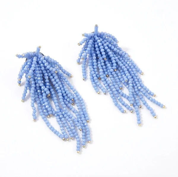 WEEPING WILLOW HAND BEADED EARRING - POOL | Fallon Jewelry