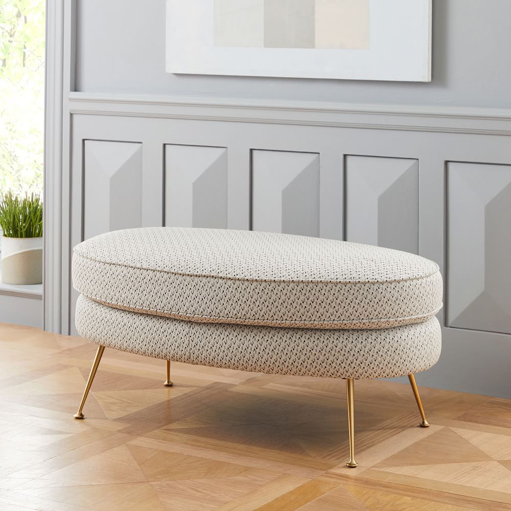 Pietro Mid-Century Oval Ottoman | West Elm (US)