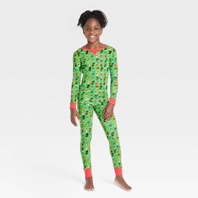 Kids' Multi Santa Print Matching Family Pajama Set - Wondershop™ Green | Target