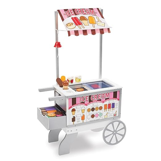 Melissa & Doug Snacks & Sweets Food Cart with Play Food, Wooden Toys & Kids Play Kitchen Accessor... | Amazon (US)