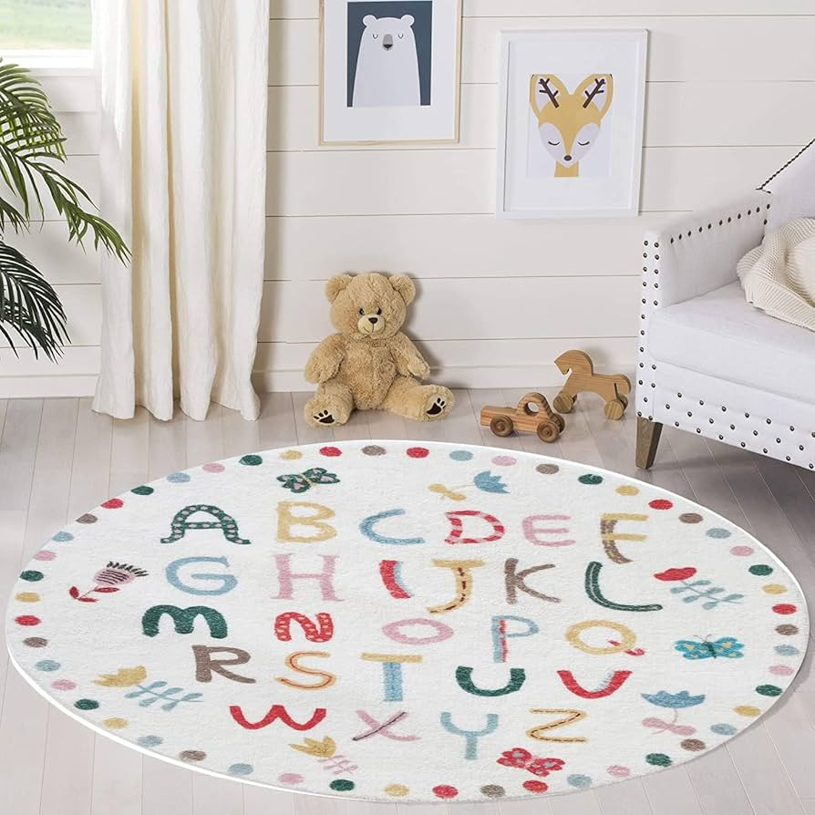 LIULA Round Kids Playroom Rug-Soft Alphabet Nursery Rug for Bedroom-Playtime Collection, Learning... | Amazon (US)