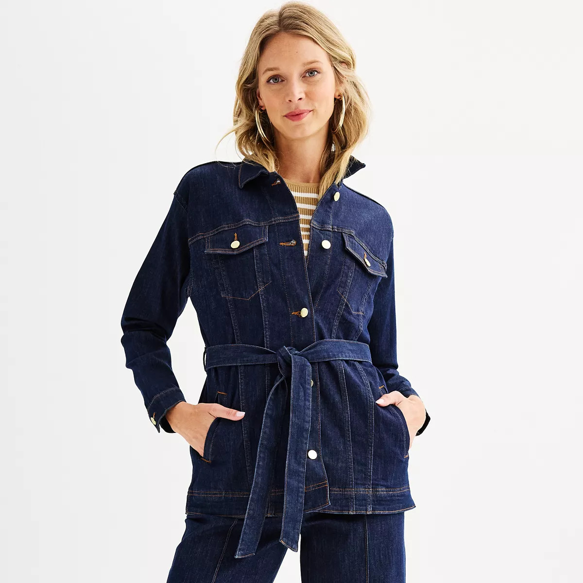 Women's Nine West Denim Belted Jacket | Kohl's