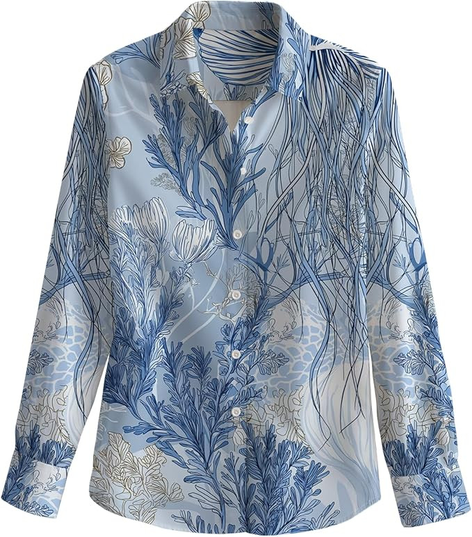 domirica Retro Western Button Up Shirts for Women Oversized Shirts for Women Fall Blouses Hawaiia... | Amazon (US)