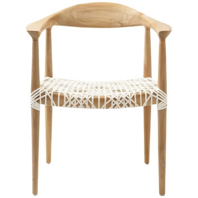 Fes Armchair White/Teak - Safavieh | Target