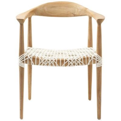 Fes Armchair White/Teak - Safavieh | Target