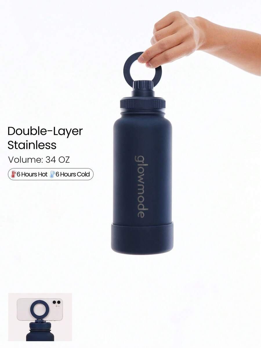 GLOWMODE 34 OZ Sip And Go Double-Layer Stainless Steel Loop Handle Magnetic Phone Holder Non-Slip... | SHEIN