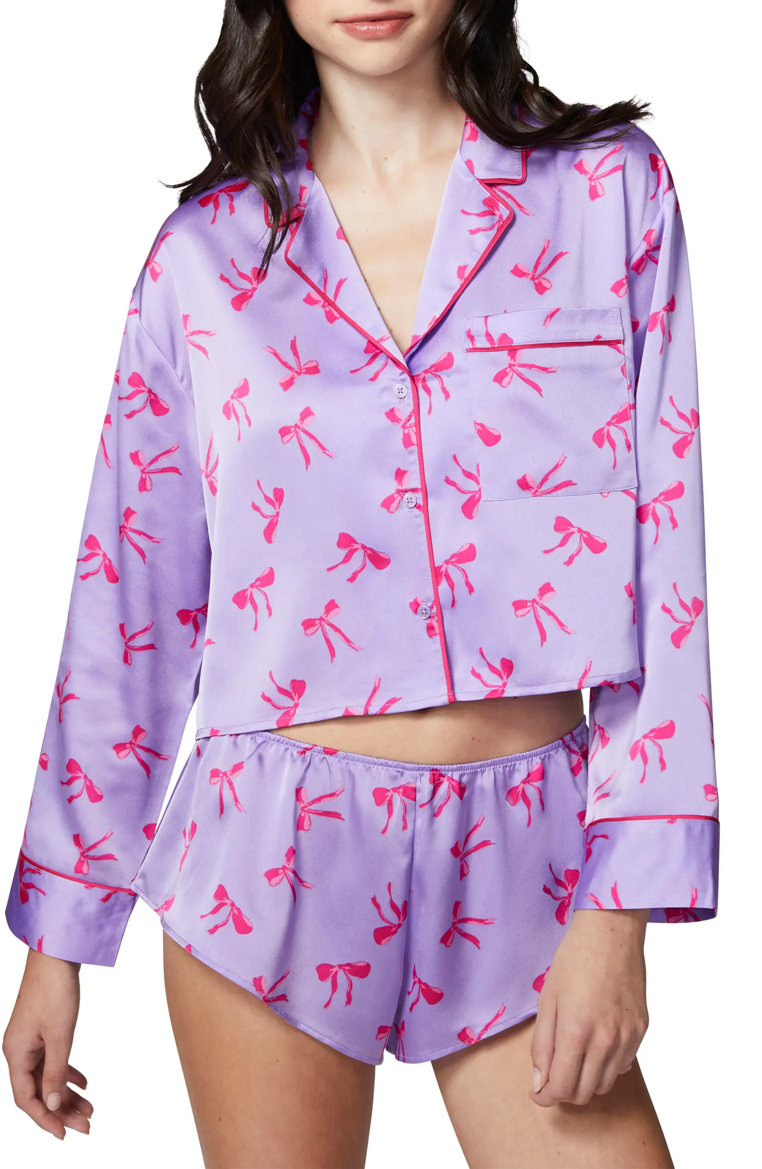 Satin Sleep Crop Pajama Top | Nordstrom