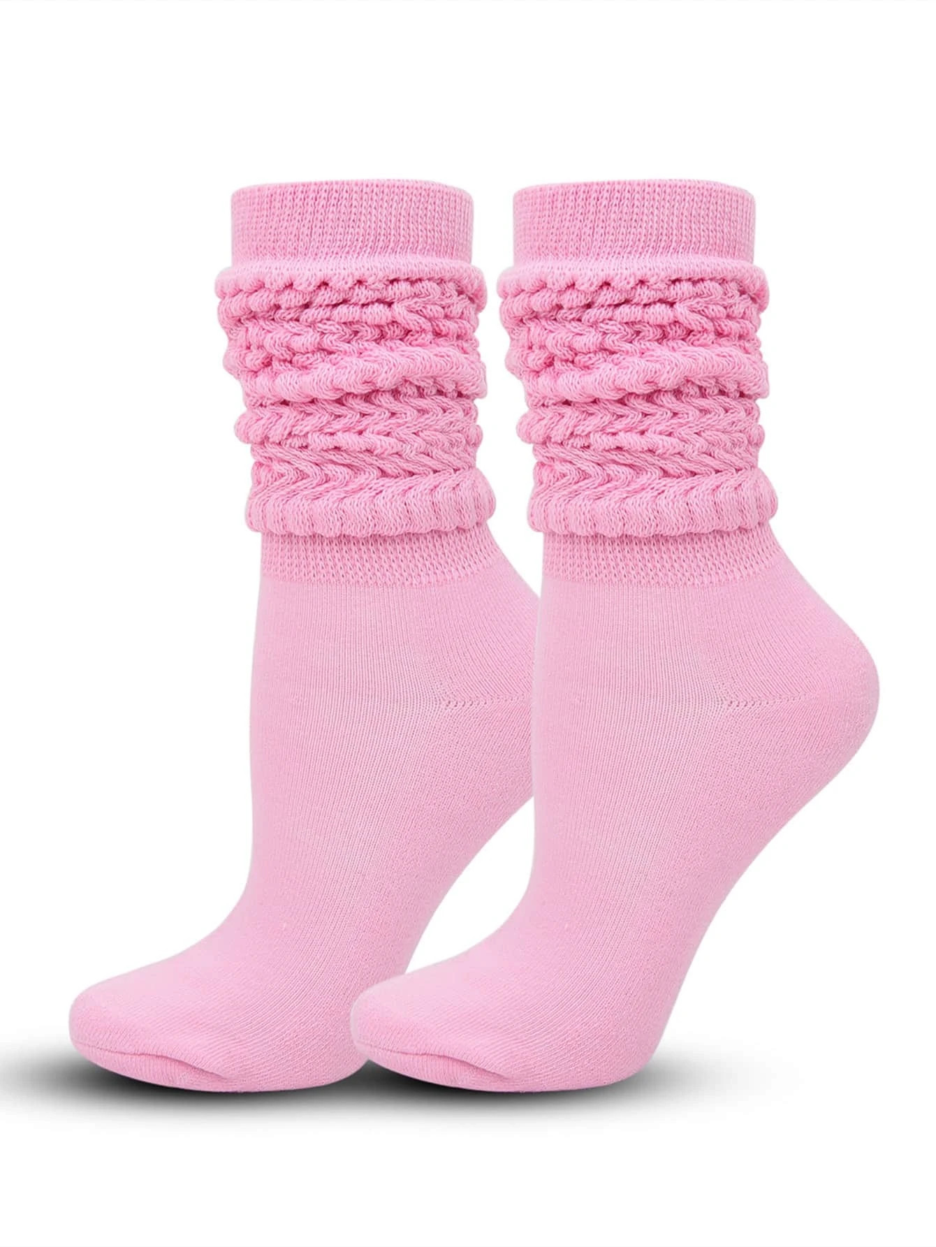 1pair Solid Over The Calf Socks | SHEIN