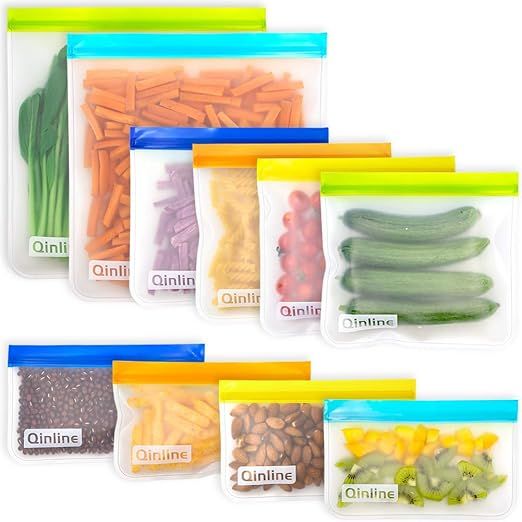 Reusable Storage Bags - 10 Pack Leakproof Freezer Bags(2 Reusable Gallon Bags + 4 BPA FREE Reusab... | Amazon (US)