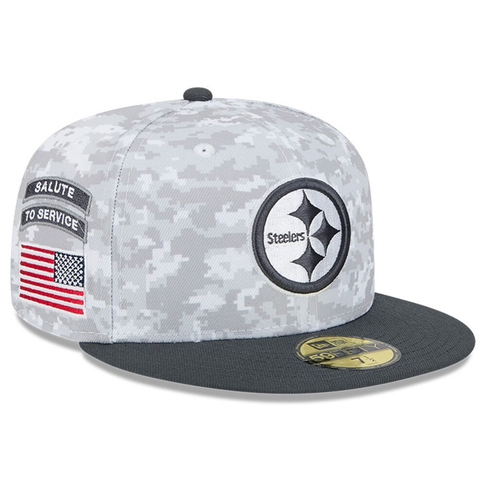 Pittsburgh Steelers New Era 2024 Salute To Service 59FIFTY Fitted Hat - Arctic Camo/Graphite | Fanatics