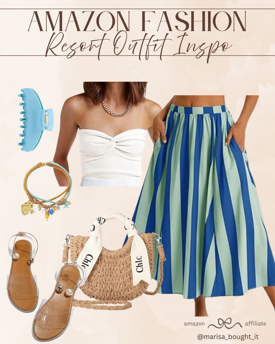 Amazon Resort Style 🏝️

I am loving this breezy resort look from Amazon! The striped midi skirt paired with a chic twist-front tube top creates the perfect effortless vibe for a seaside dinner or tropical stroll. 🐚

Complete the aesthetic with a woven straw bag and pearl sandals. I’ve selected these coastal-inspired accessories to keep you looking polished and vacation-ready all season long! 🌊✨

#AmazonFashion #ResortWear #VacationOOTD #CoastalAesthetic #SummerStyle


#LTKootd #LTKTravel #LTKSeasonal