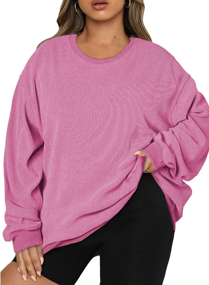 Eytino Women Plus Size Sweatshirts Long Sleeve Crew Neck Casual Oversized Soft Pullover Tops Shir... | Amazon (US)