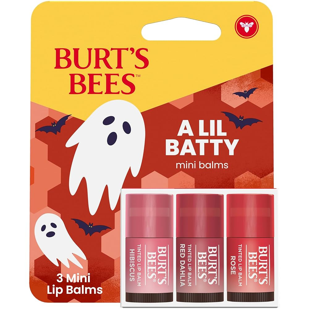 Burt's Bees A Lil Batty Halloween Minis Hibiscus, Red Dahlia and Rose Tinted Lip Balm Gift Set, 1... | Amazon (US)