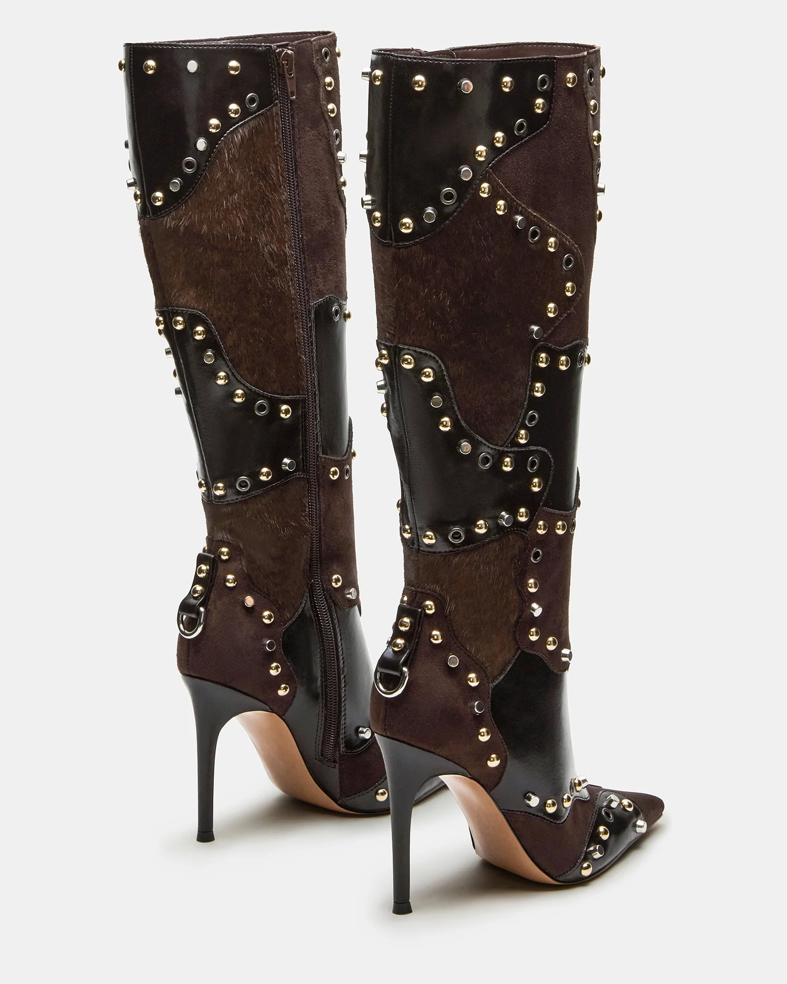 REVIVE Brown Multi Pointed-Toe Knee-High Stiletto Women's Boot | Steve Madden (US)