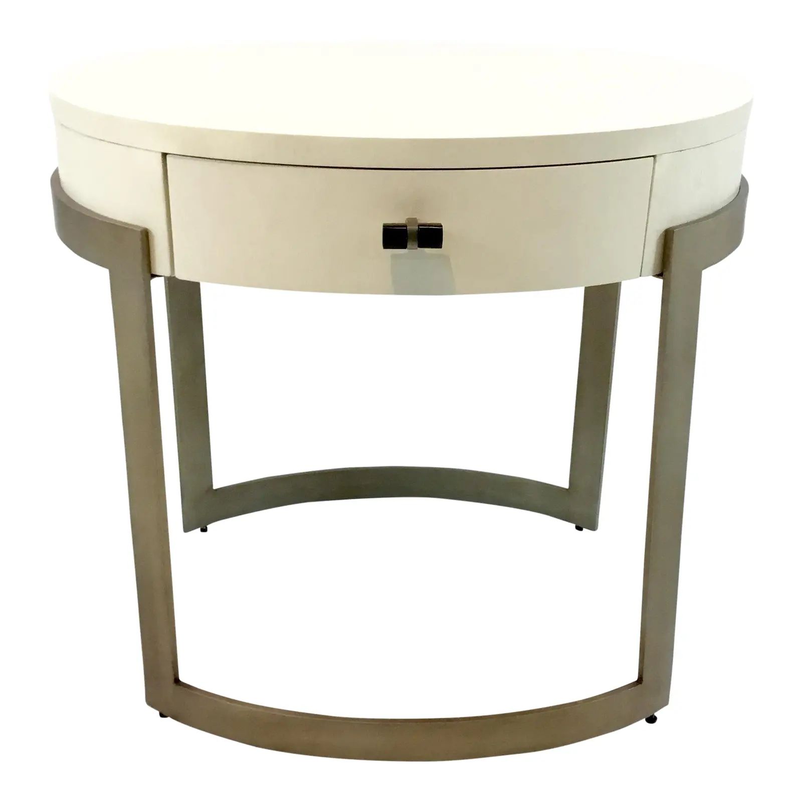 Caracole Ivory and Antique Brass Side Table/Nightstand | Chairish