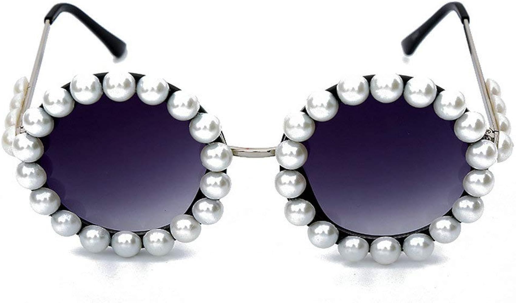MINCL/Vintage Round Pearl Sunglasses Women Luxury Alloy Oversized Frame Party Glasses Retro Shade... | Amazon (US)