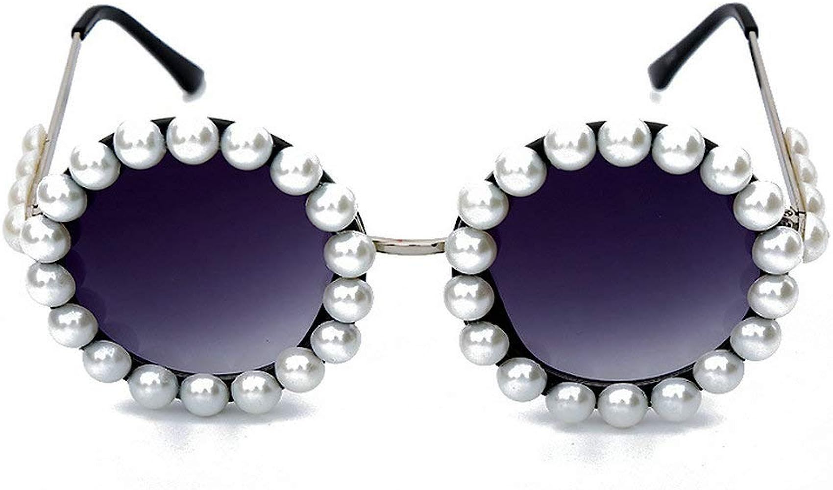 mincl/Vintage Round Pearl Sunglasses Women Luxury Alloy Oversized Frame Party Glasses Retro Shade... | Amazon (US)