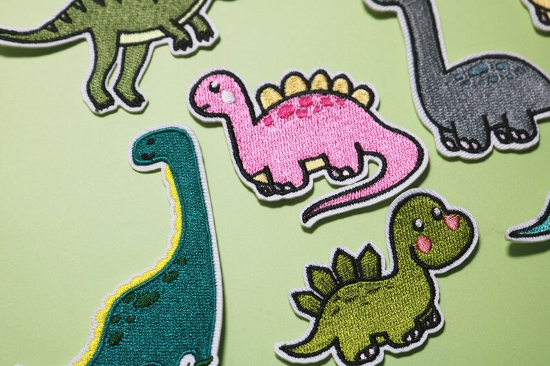 A Set of 9 Cute Dinosaurs Patches, T-rex, Pterosaur Iron on Patch,embroidered Patch, Patch for Ja... | Etsy (US)