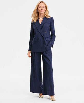 Women's Pinstripe Double Breasted Blazer & Wide Leg Pants | Macy's