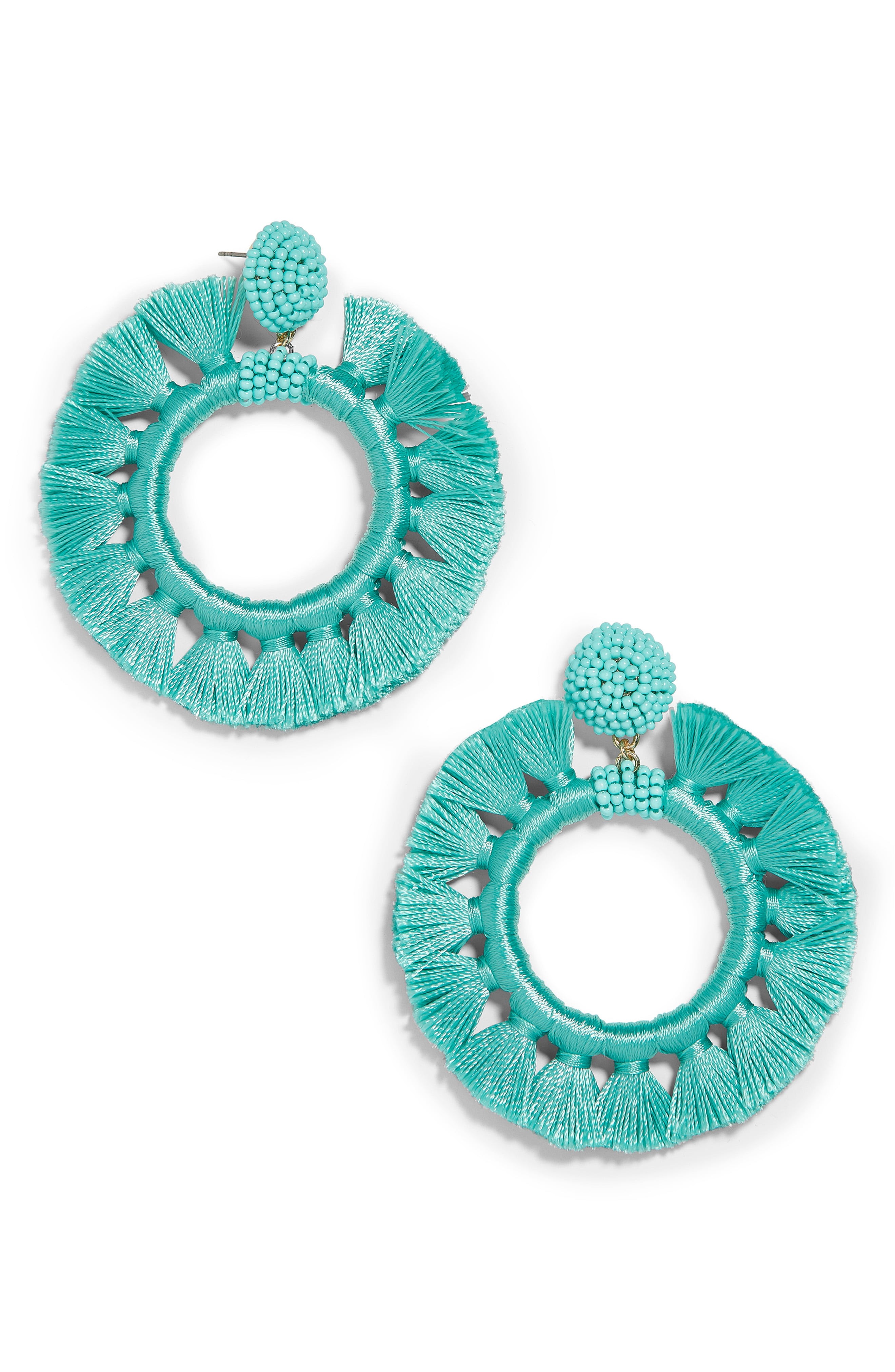 Adrita Beaded Tassel Hoop Earrings | Nordstrom