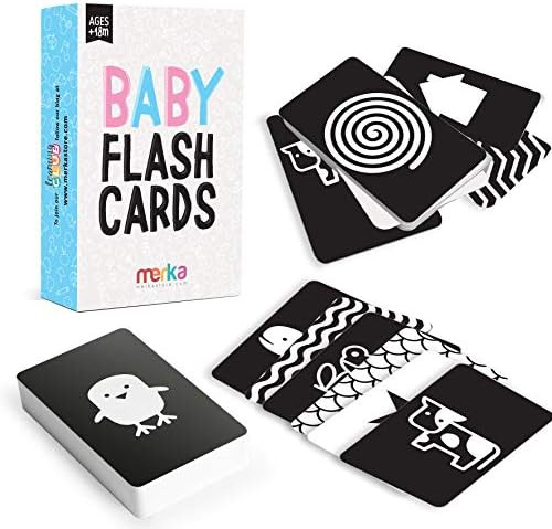 merka High-Contrast Baby Flashcards – Set of 50 Black-and-White Flash Cards for Visual Stimulat... | Amazon (US)