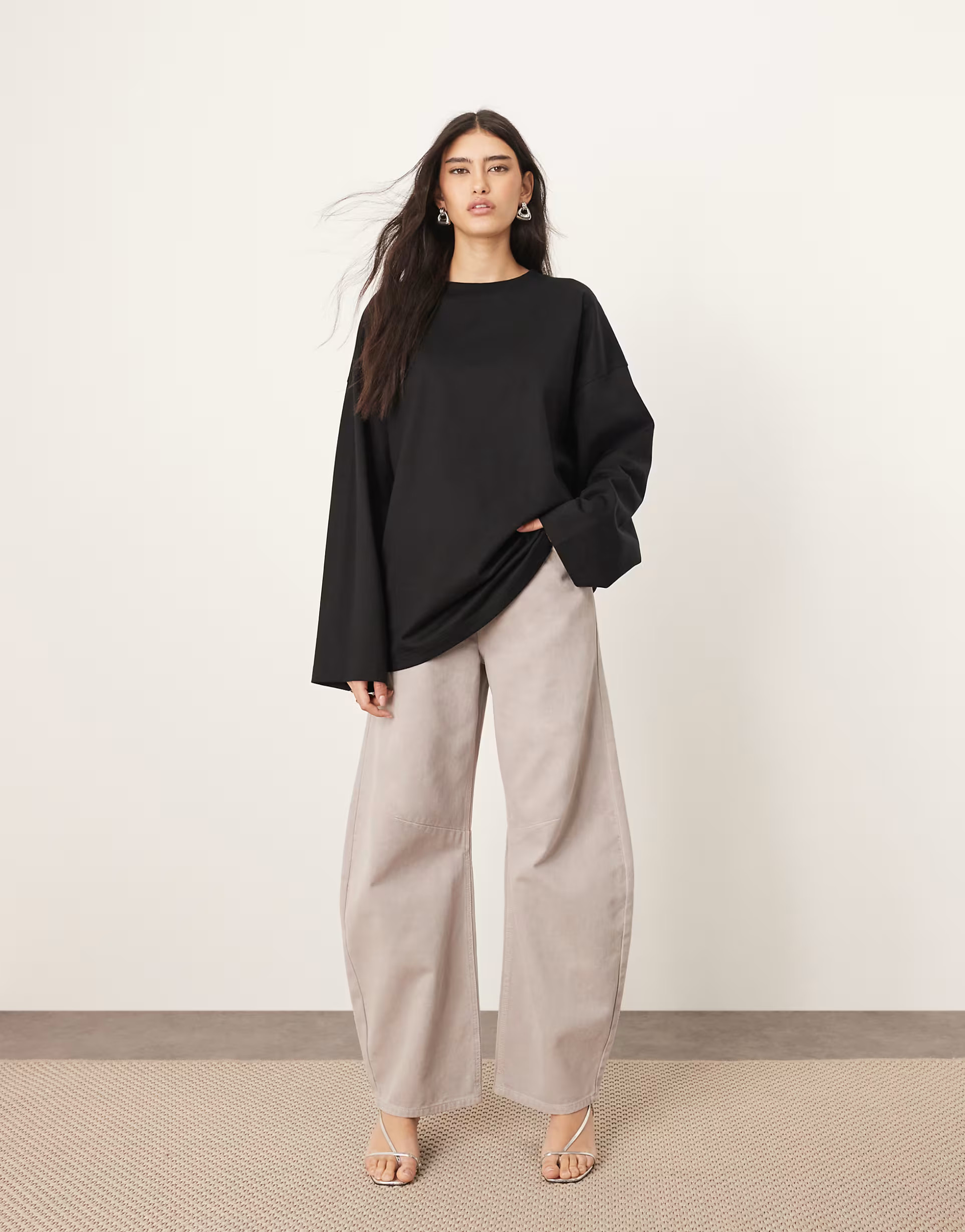 ARRANGE Sydney denim barrel leg jean in dove grey | ASOS | ASOS (Global)