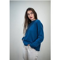 Blue Pure Premium Wool Sweater For Women, Minimalist Soft & Cozy Long Women's Crew Neck | Etsy (US)