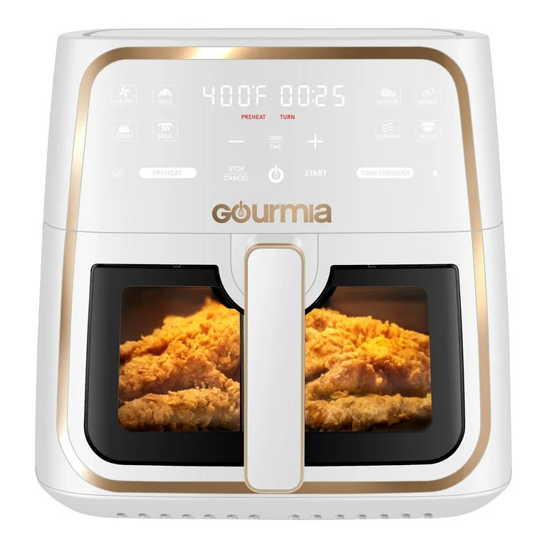 Gourmia 8-Quart Digital Window Air Fryer, with 8 One-Touch Functions, White | Walmart (US)